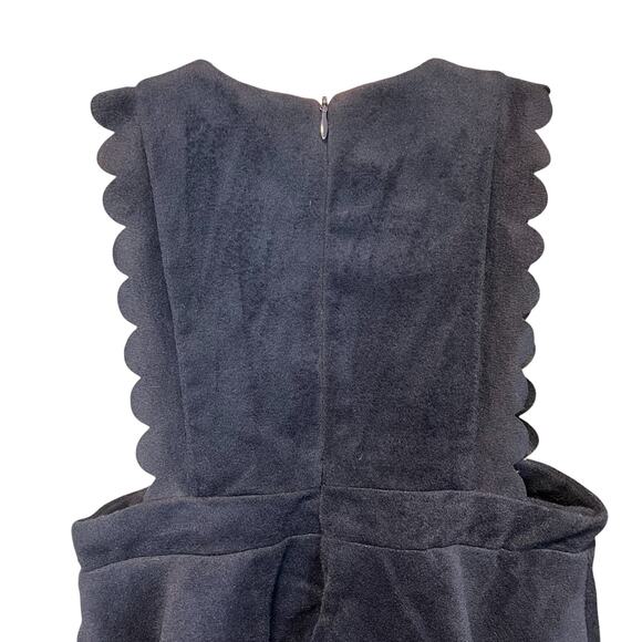 VTG Spain CiGirls Suede Like Scalloped Navy Lined Pinafore Holiday Recital 7/8 - Picture 5 of 13